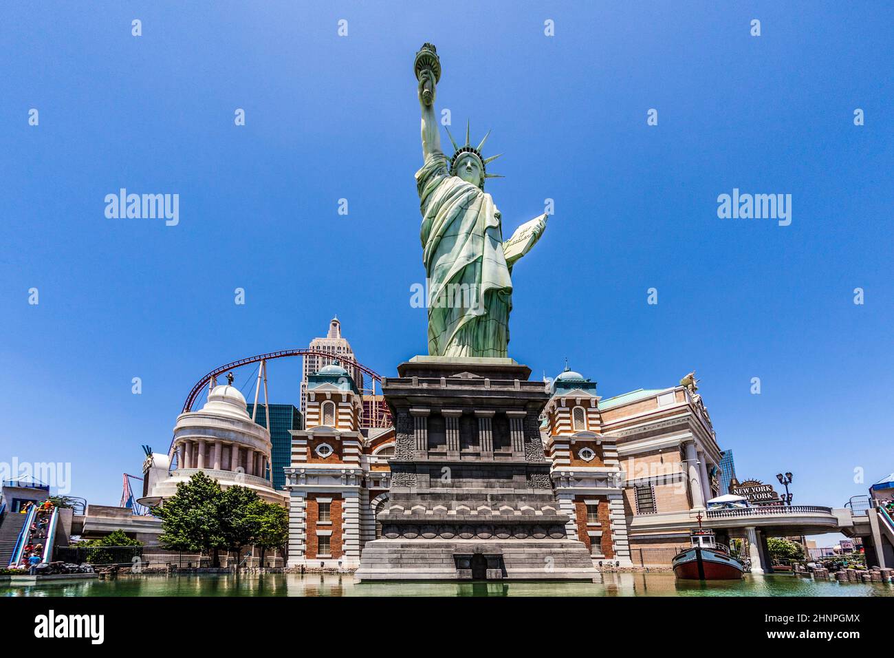 New York Hotel & Casino in Las Vegas, mit Nachbildung der Freiheitsstatue Stockfoto