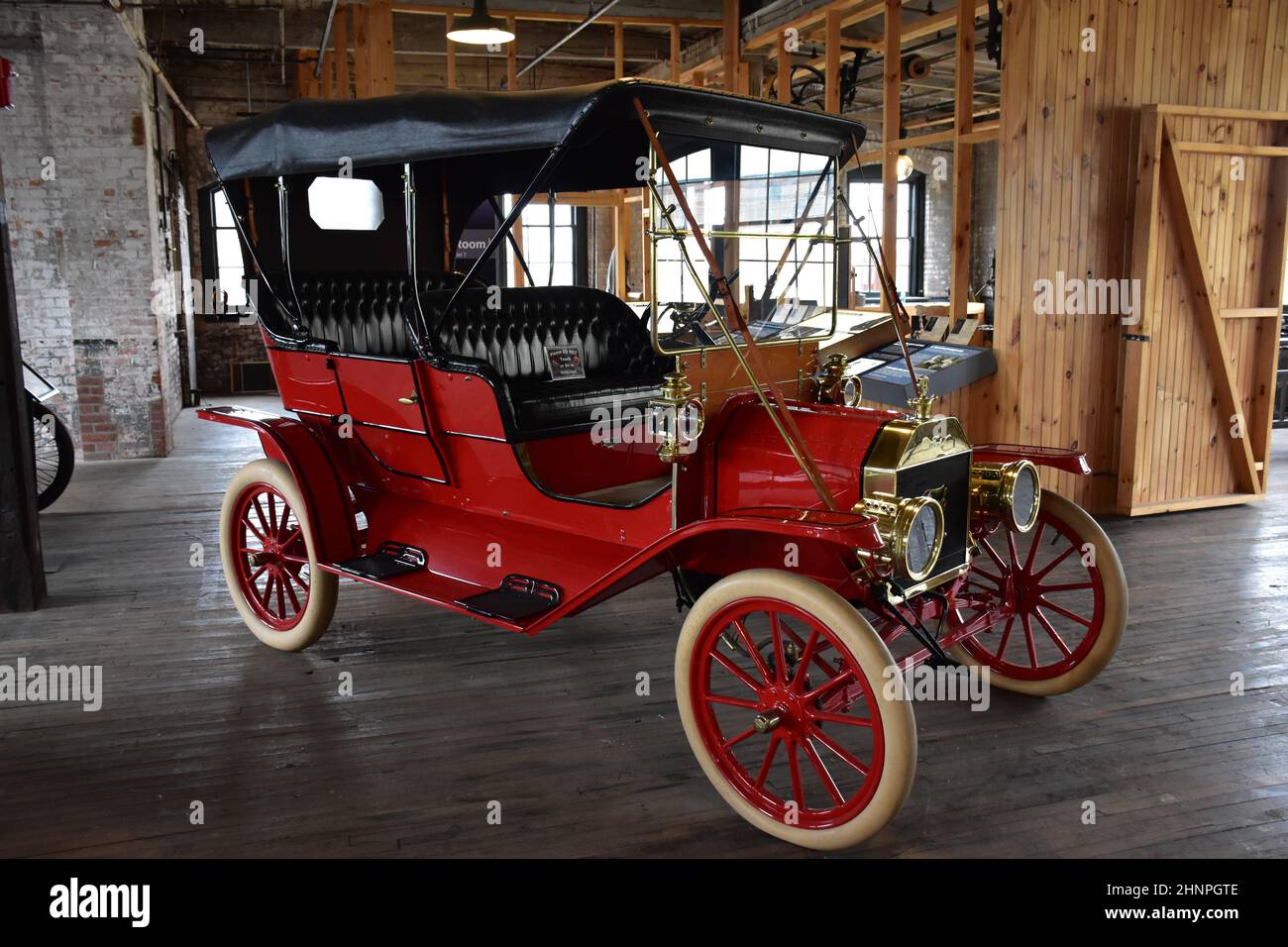 Das Ford Piquette Avenue-Werk von 1904 im Milwaukee Junction-Gebiet von Detroit, Michigan, war die erste eigens gebaute Ford-Fabrik und ist heute ein Museum. Stockfoto