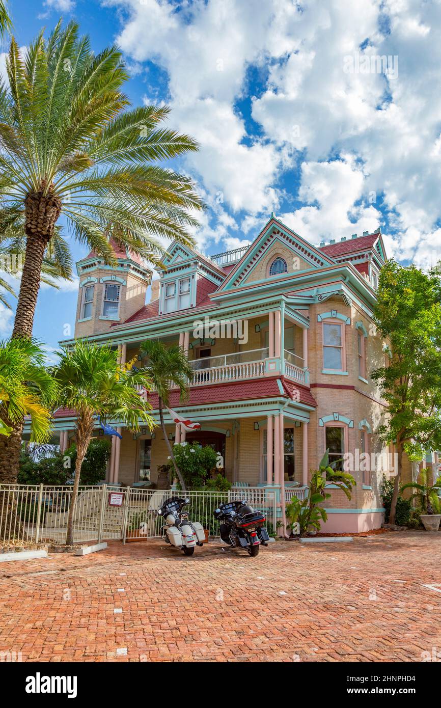 Old Heritage Hotel Southernmost Point Gästehaus in Key West Stockfoto