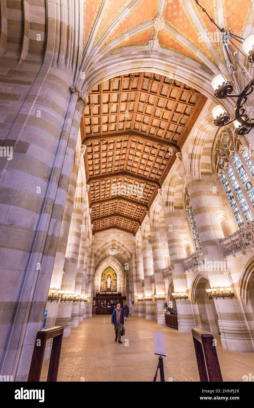 Innenraum der Yale University Bibliothek Stockfoto
