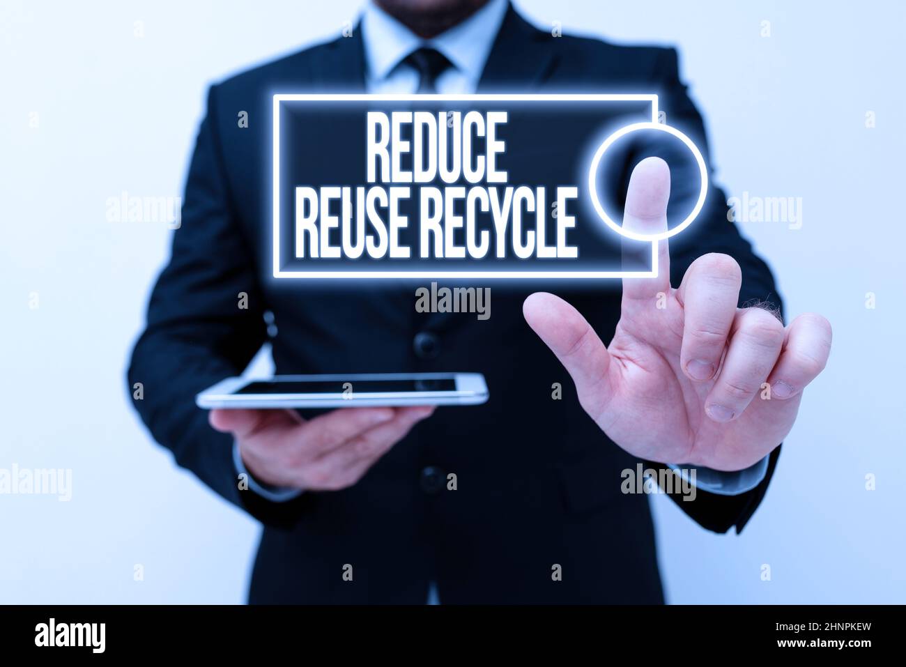 Textschild zeigt Reduce Reuse Recycle, Word für umweltbewusstes Verbraucherverhalten präsentiert neue technologische Ideen diskutieren Stockfoto