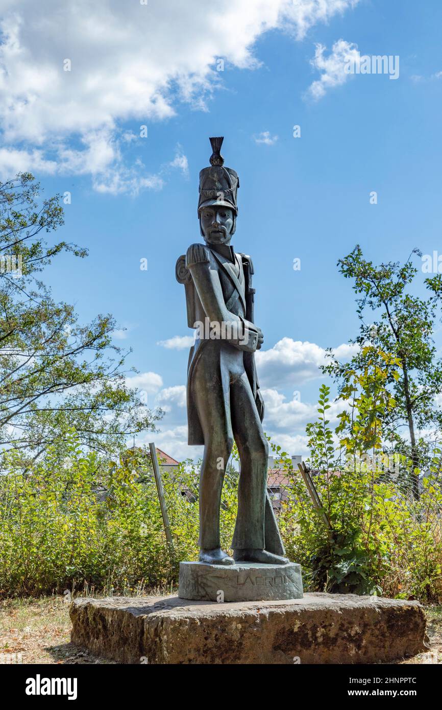 Statue des tapferen Soldaten Lacroix, der die Festung allein bewachte Stockfoto