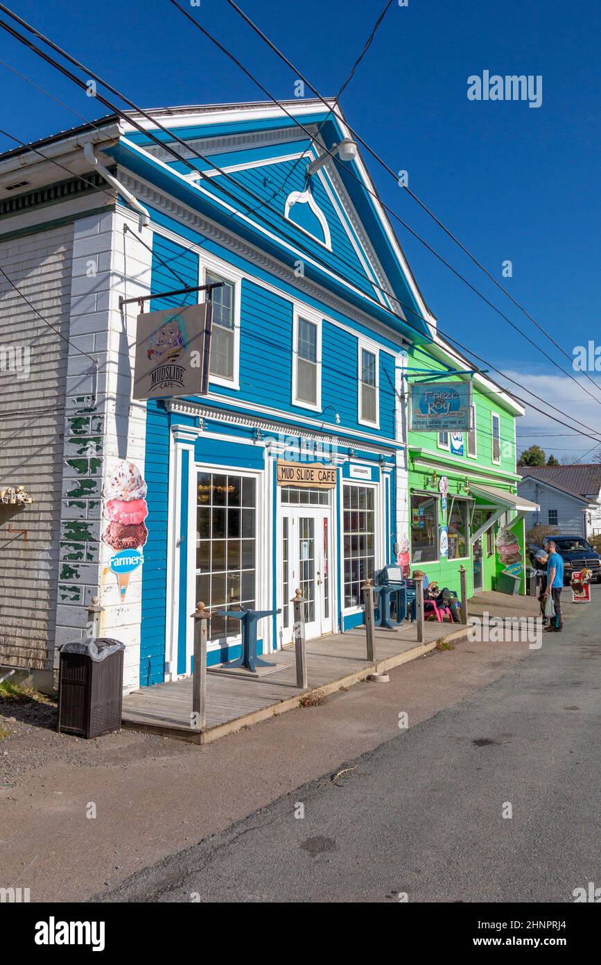 Historisches Mud Slide Cafe im kleinen Dorf Maitland, Nova Scotia Stockfoto
