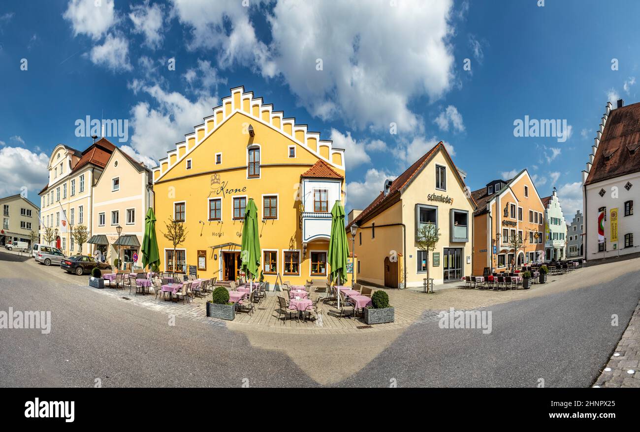 Berühmte alte Gebäude in Beilngries. Es ist eine Stadt im Landkreis Eichstätt, in Bayern, Deutschland. Es wurde erstmals 1007 als Bilingriez erwähnt Stockfoto