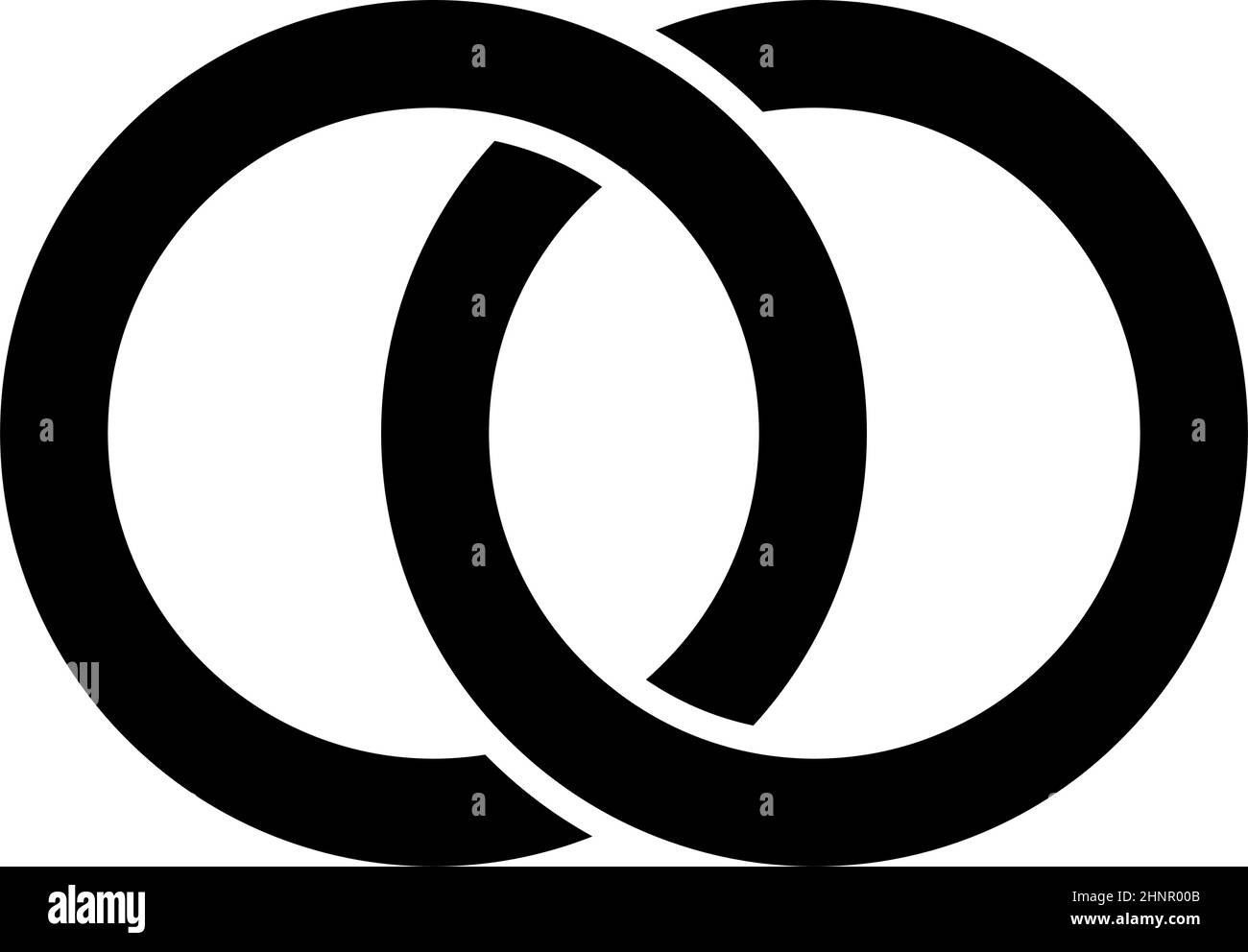 Interlace, miteinander verbunden, sich schneidende Kreise, Ringe abstrakte symbolische Form, Symbol - Stock Vektor Illustration, Clip-Art Grafiken Stock Vektor