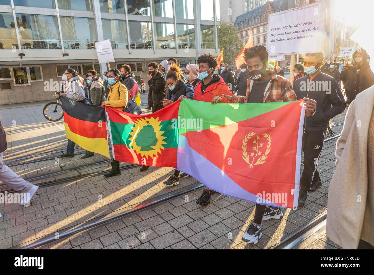 Menschen demonstrieren für ein freies Äthiopien und ein Ende des Bürgerkrieges in tigray Stockfoto