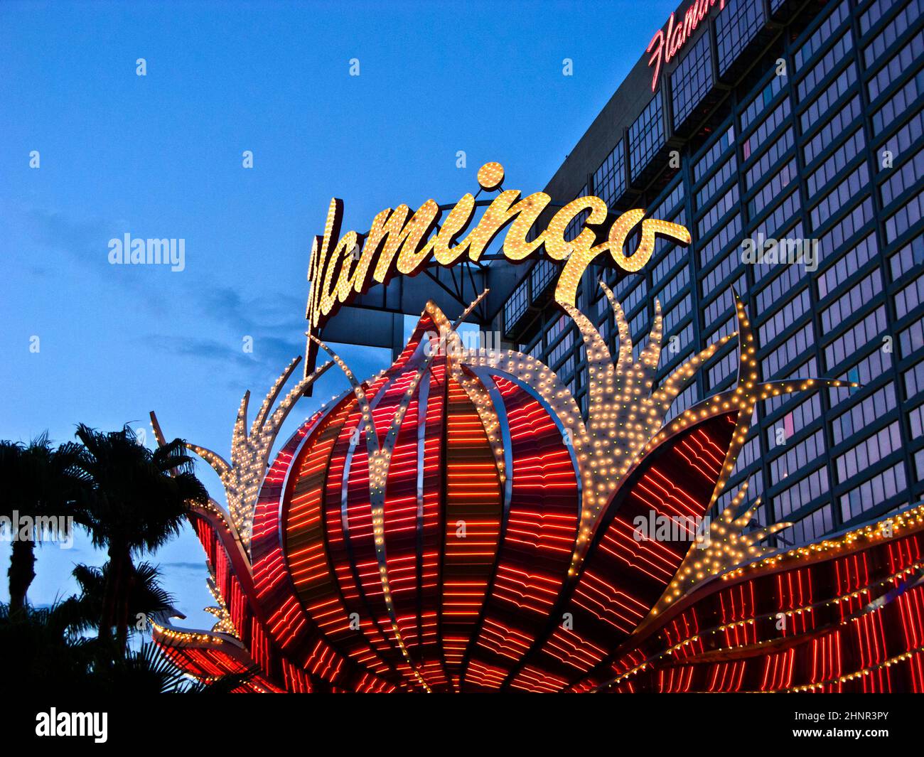Flamingo Hotel und Spielplatz auf dem Las Vegas Strip Stockfoto