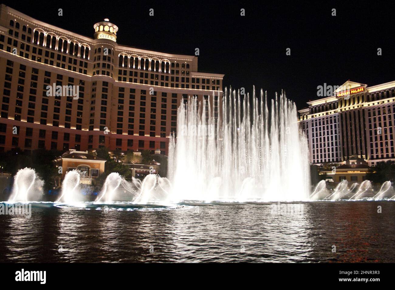Das Bellagio Hotel Casino bietet eine weltberühmte Brunnenshow Stockfoto