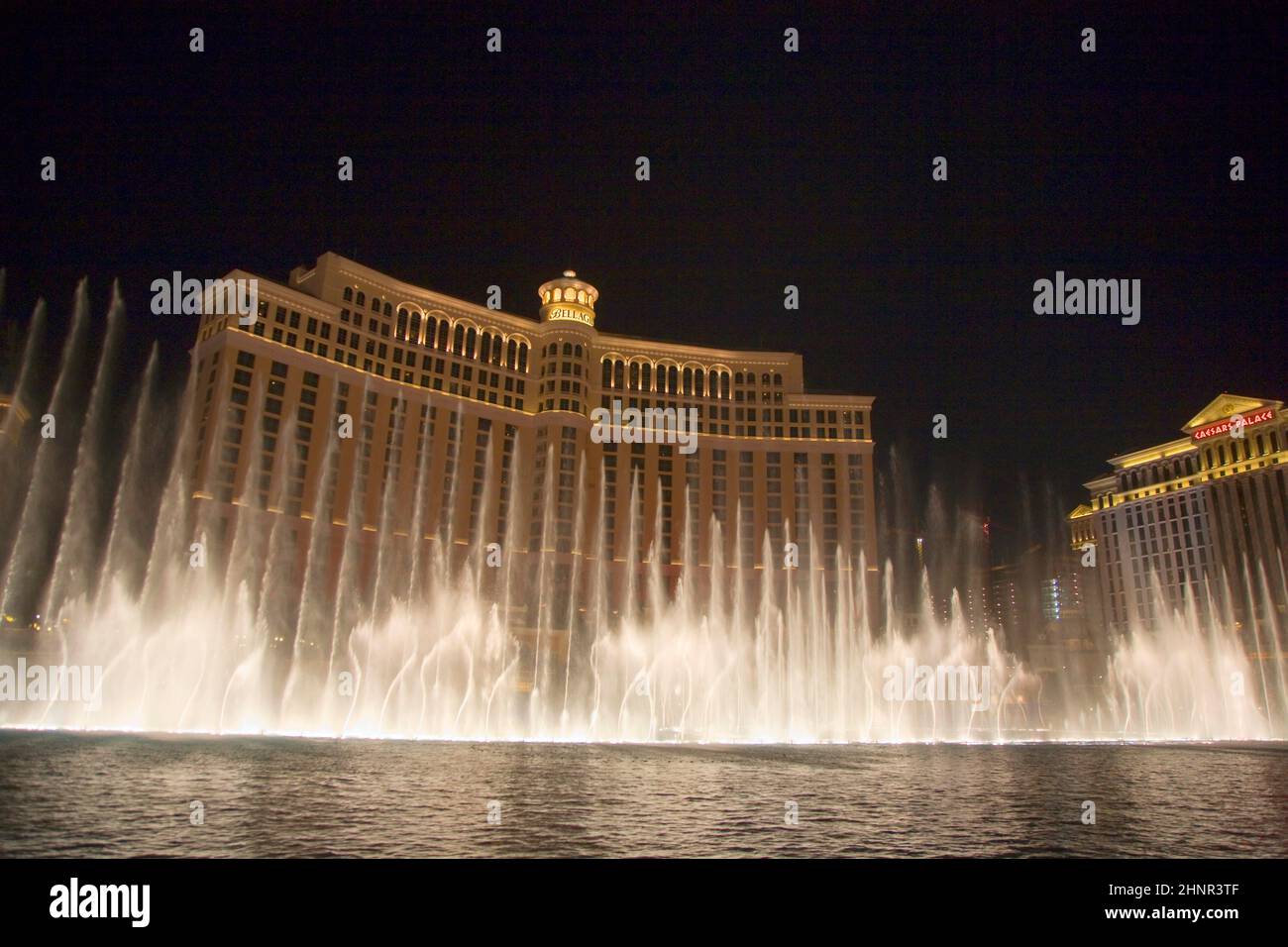 Las Vegas Bellagio Hotel Casino, mit seiner weltberühmten Brunnenshow Stockfoto
