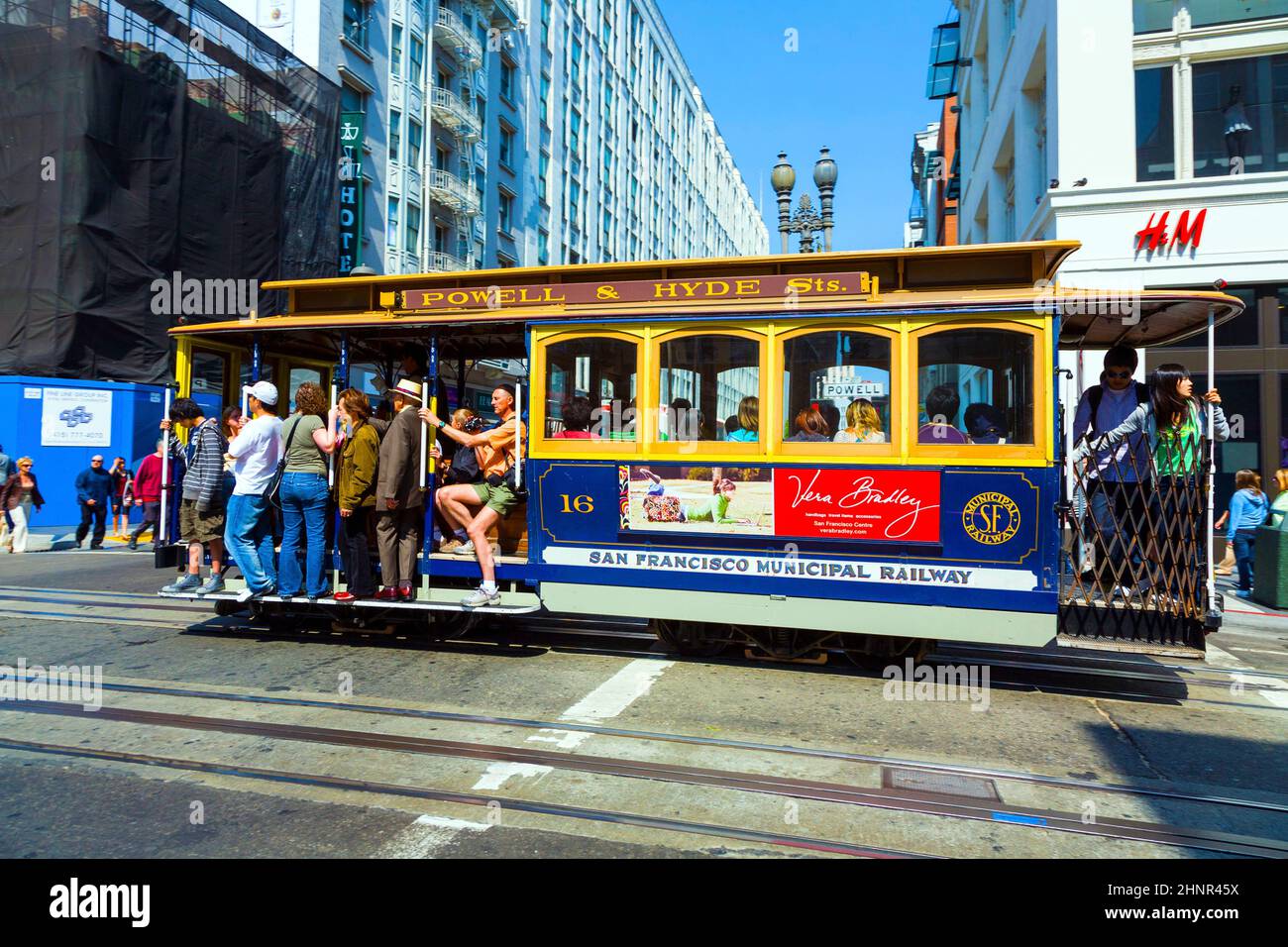 Berühmte Seilbahn in San Francisco Stockfoto