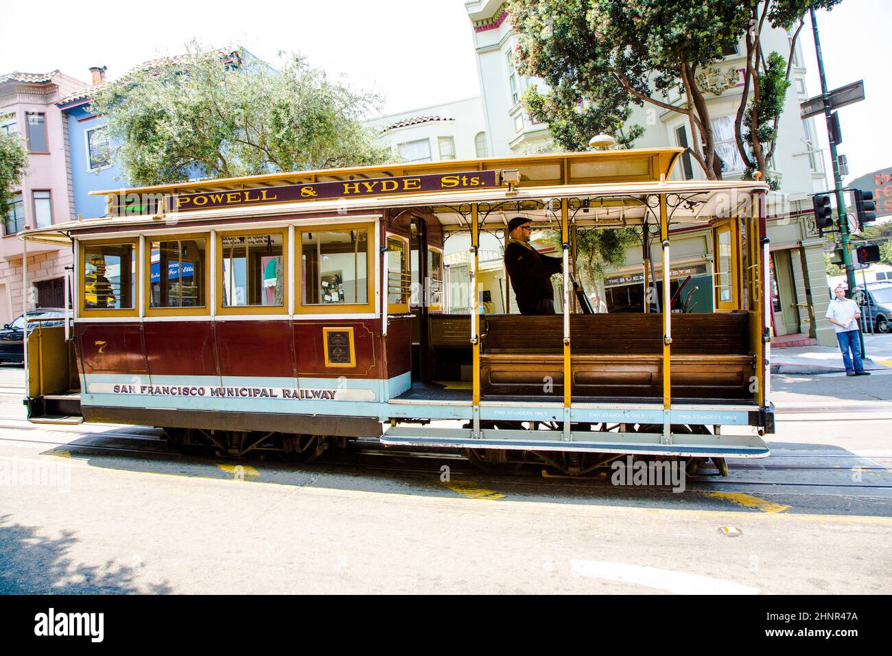 Berühmte Seilbahn in San Francisco Stockfoto