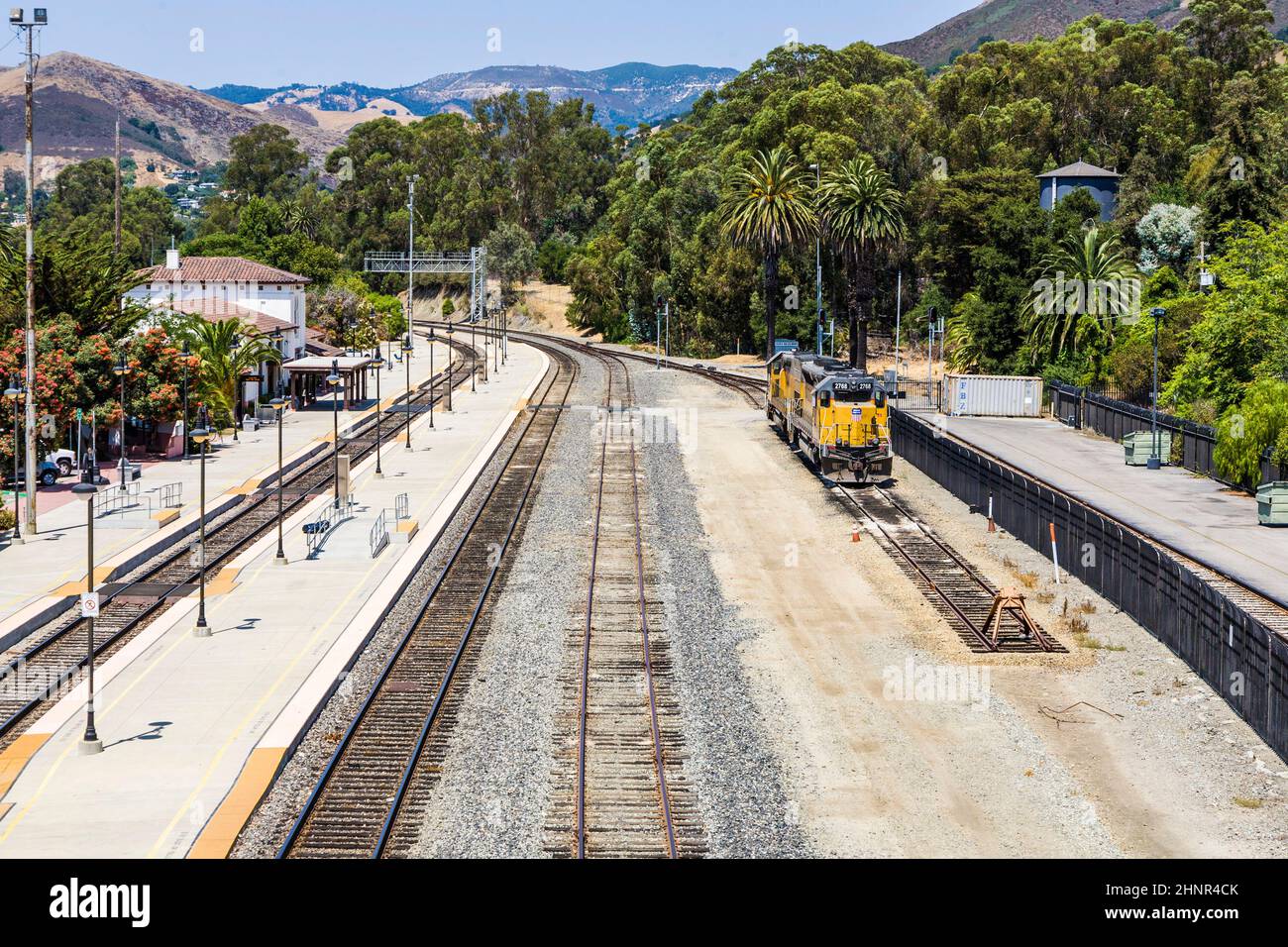 Zug am Bahnhof von San Luis Obispo Stockfoto