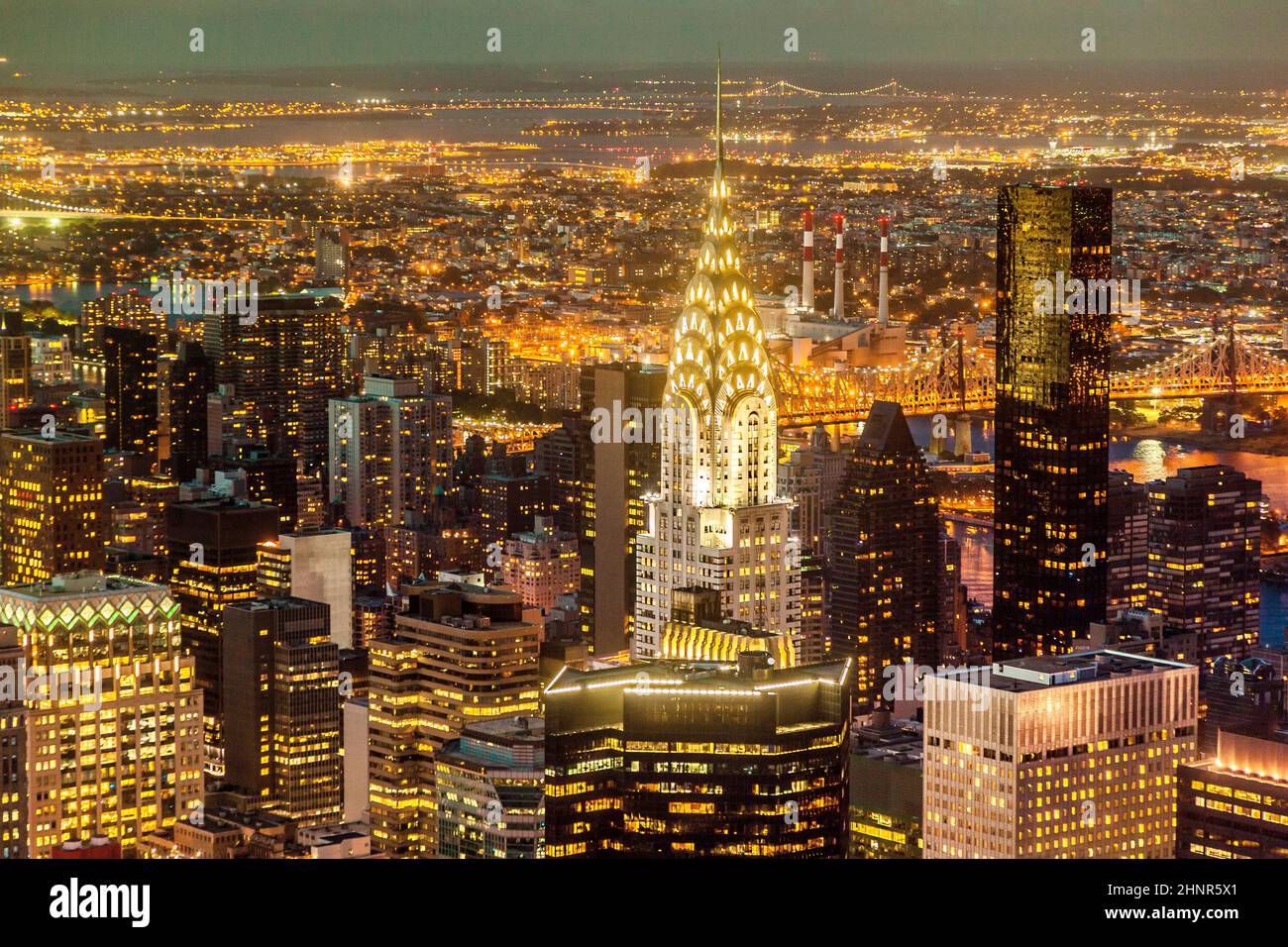New York bei Nacht vom Empire State Building Stockfoto