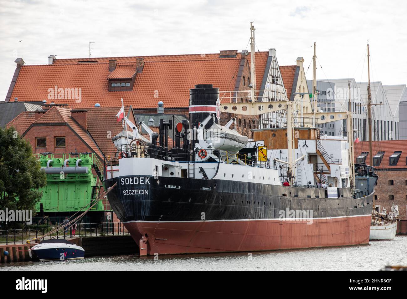 Soldek das erste Schiff, das nach dem Zweiten Weltkrieg in Polen zur Danziger Werft gebaut wurde Stockfoto