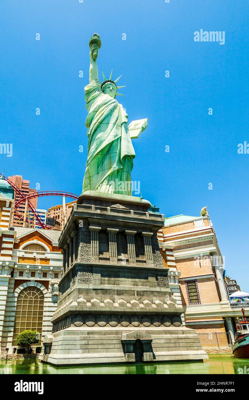 New York Hotel & Casino in Las Vegas, mit Nachbildung der Freiheitsstatue Stockfoto