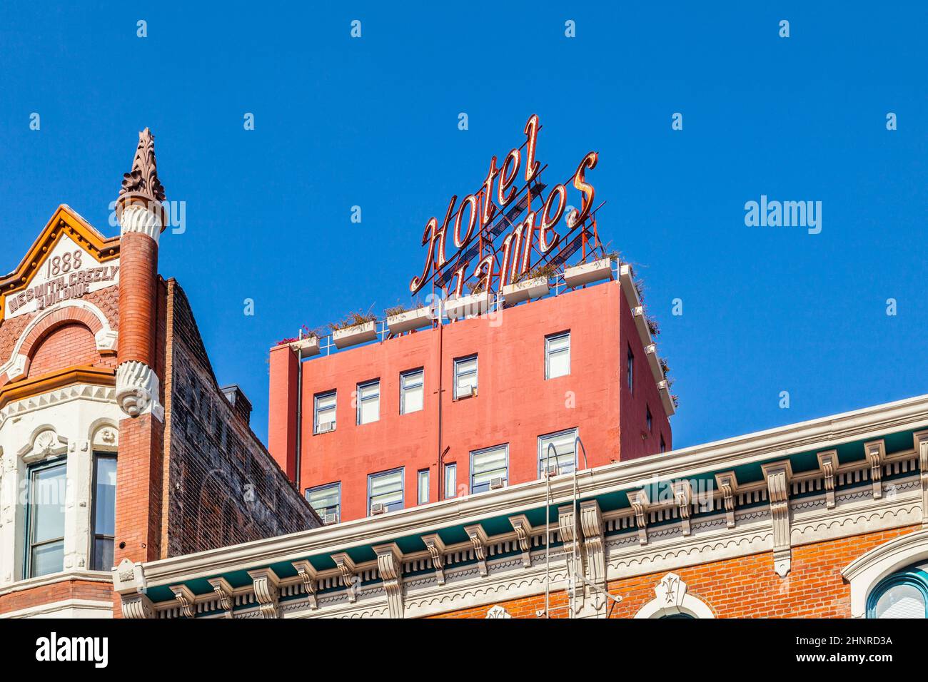 Fassade historischer Häuser im gaslamp-Viertel in San Diego Stockfoto