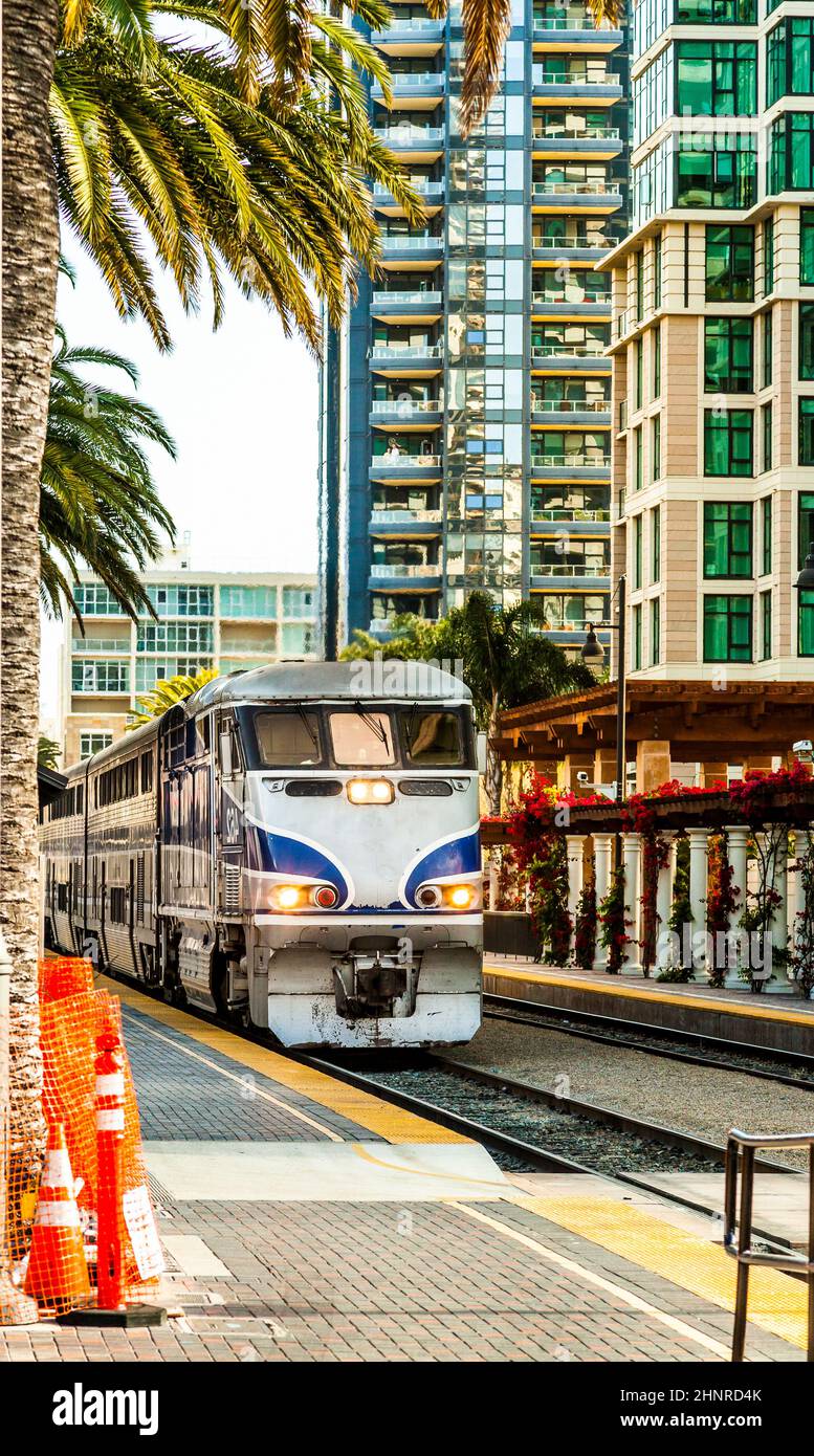 Diesellokomotive in San Diego, Kalifornien. Stockfoto