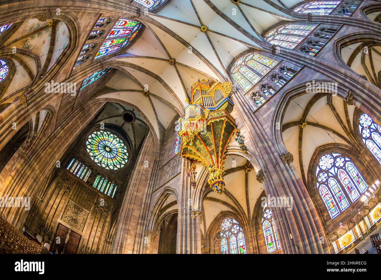 Decke der berühmten Kathedrale von Strassbourg Stockfoto
