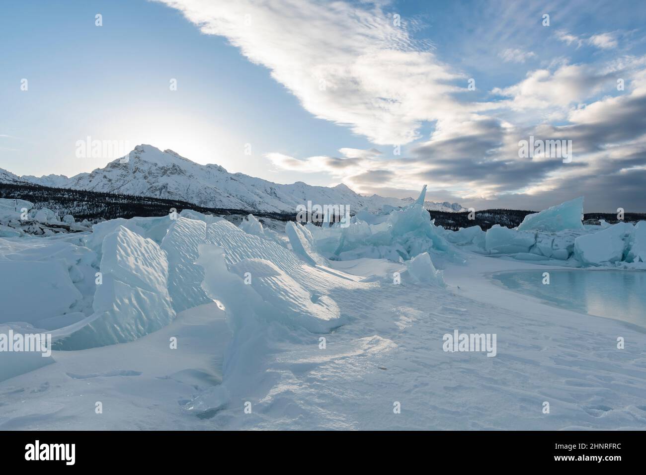 Eisformationen am Rande des Matanuska-Gletschers in Alaska Stockfoto