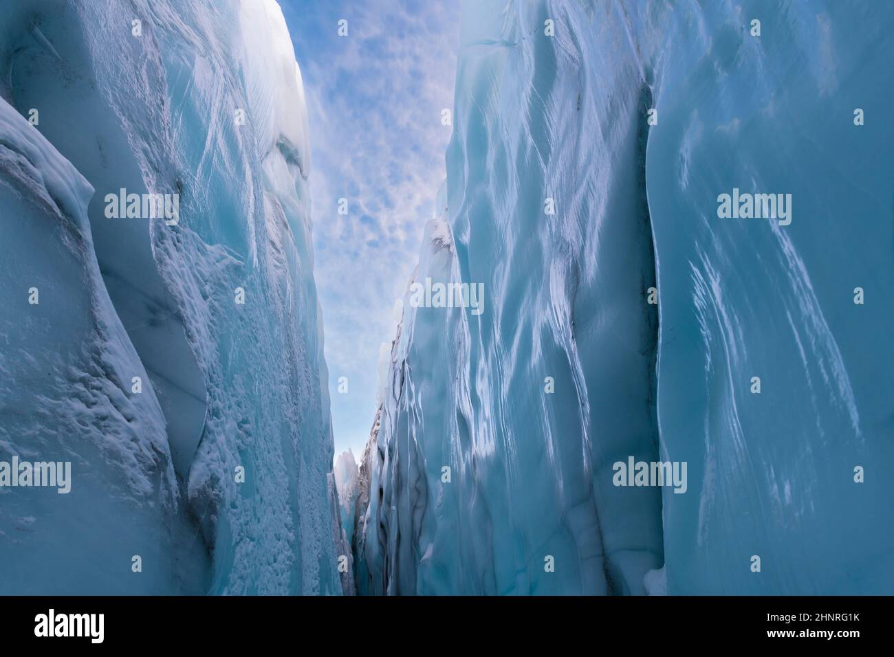 Blick von einer Spalte im Matanuska-Gletscher, Alaska Stockfoto