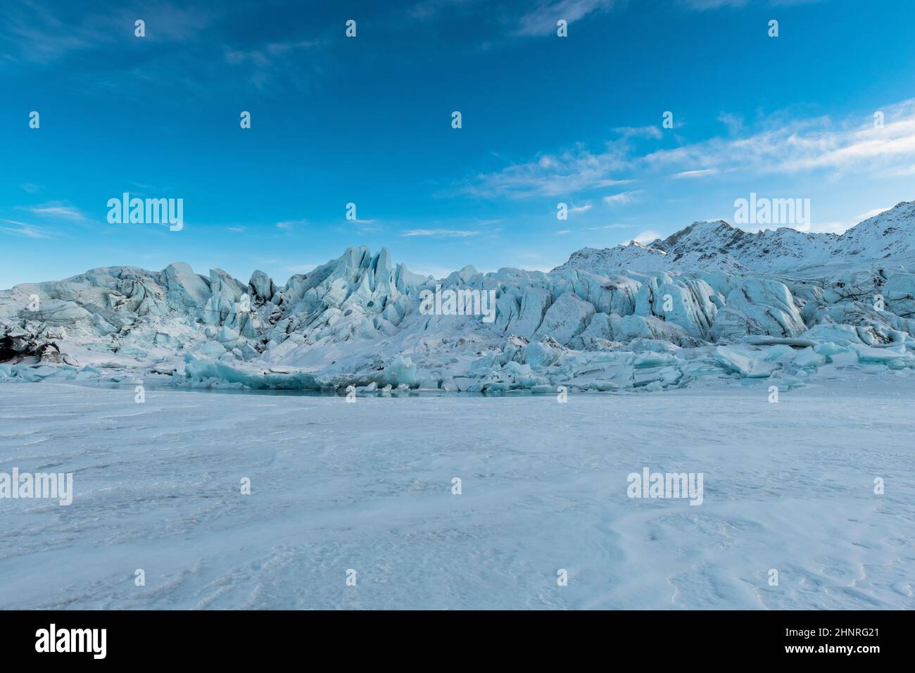Eisformationen, Seracs, auf dem Matanuska-Gletscher in Alaska Stockfoto