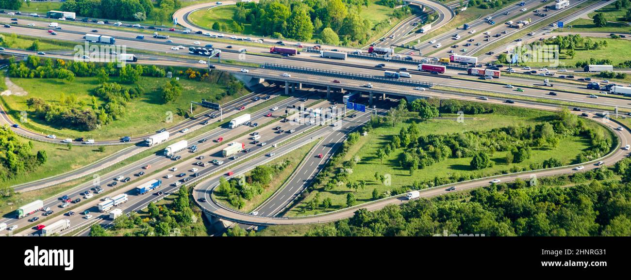 Autobahnkreuz A3 Frankfurt Stockfoto
