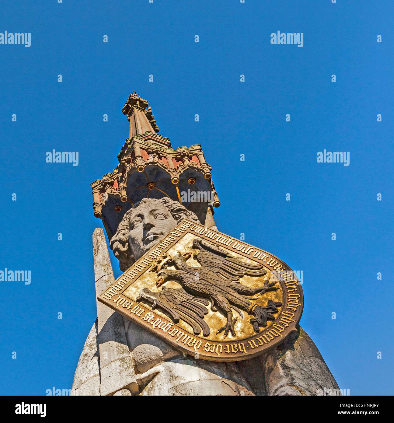 Berühmte Roland-Statue auf dem Marktplatz in Bremen Stockfoto