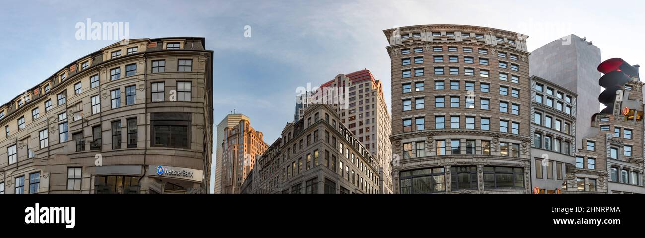 Panoramablick auf das historische Stadtzentrum von Boston, USA Stockfoto
