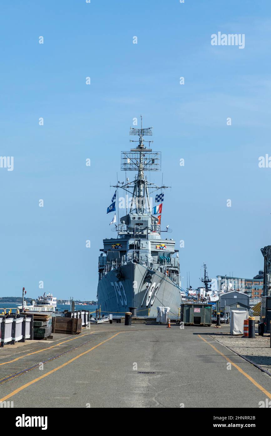 marineschiff USS cassin Young DD 793 am Dock in Boston Stockfoto