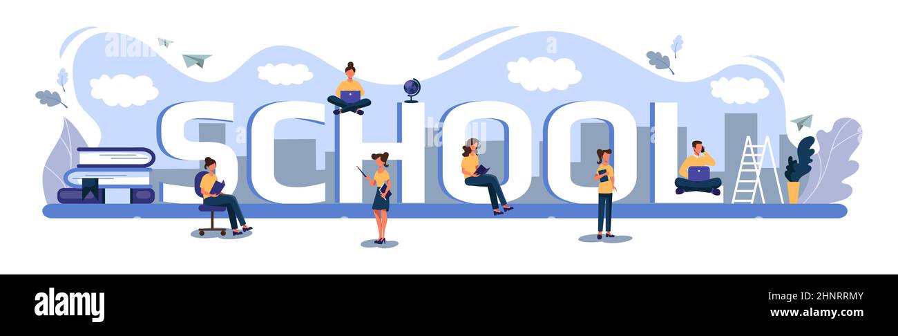 Schule Konzept Panorama Web-Vorlage für Werbung - Vektor-Illustration Stockfoto