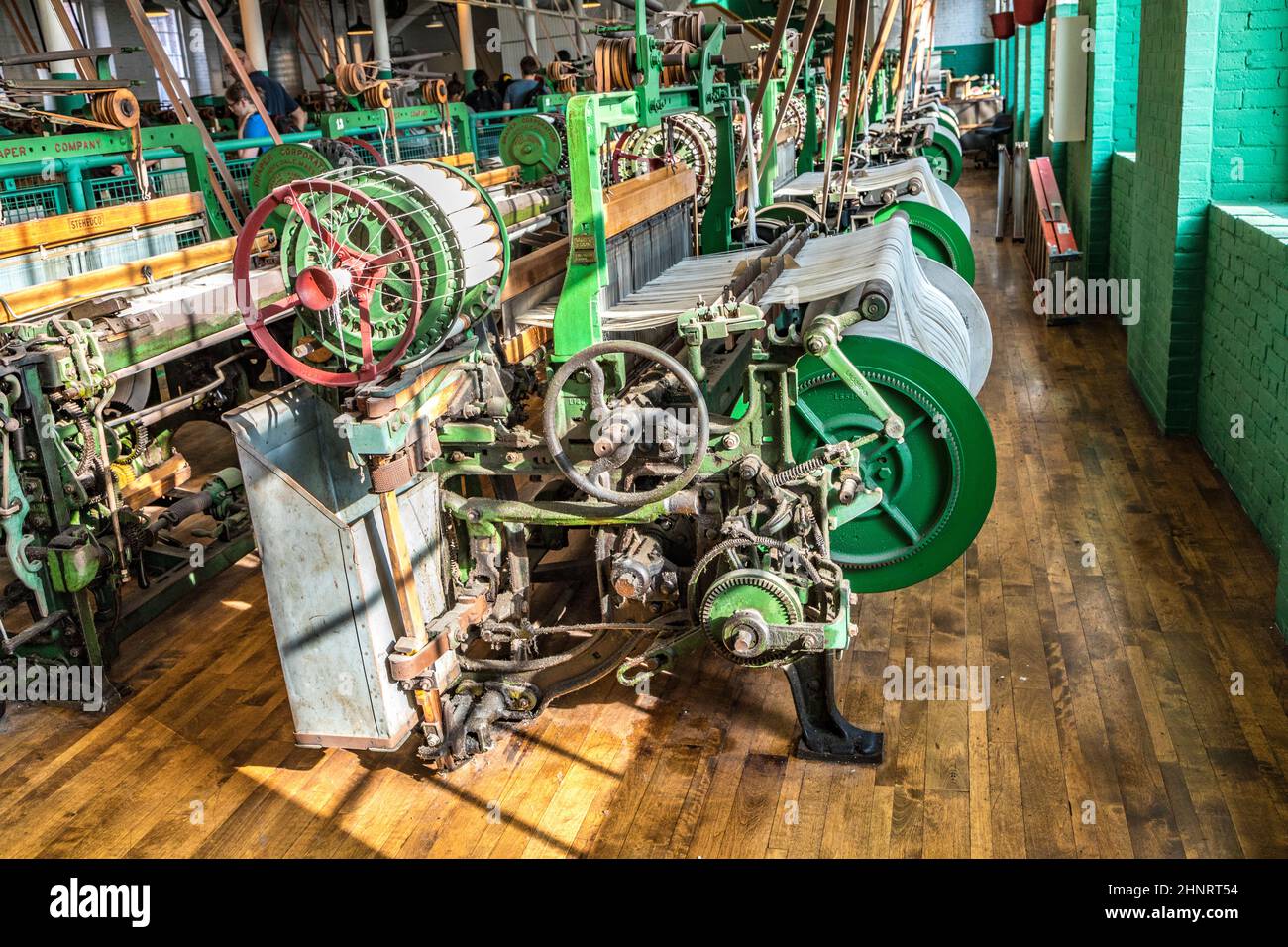 Besuch des Industriemuseums Boott Baumwollmühlen in Lowell, USA Stockfoto