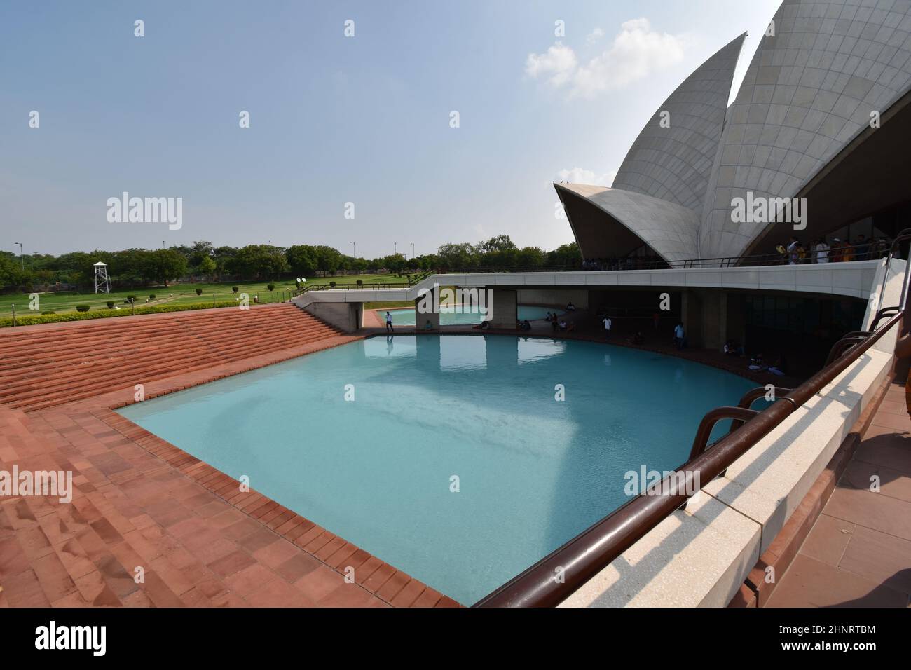 New Delhi, Indien- 1. August 2019- der Lotus-Tempel, ein Ort der Anbetung für Personen des Baha'i-Glaubens. Stockfoto