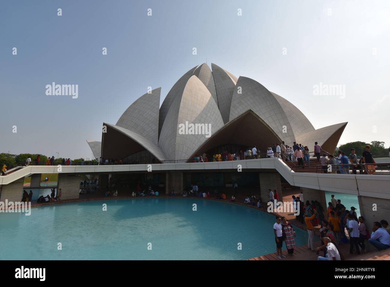 New Delhi, Indien- 1. August 2019- der Lotus-Tempel, ein Ort der Anbetung für Personen des Baha'i-Glaubens. Stockfoto