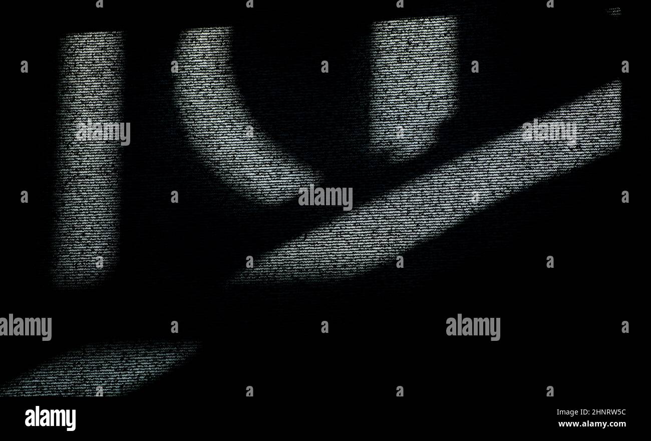 Abstraktes Design von Linien oder symbolförmigen Schatten auf Fensterblind von Sonne texturierten Hintergrund oder Hintergrund horizontalen Format in schwarz grau und weiß Stockfoto