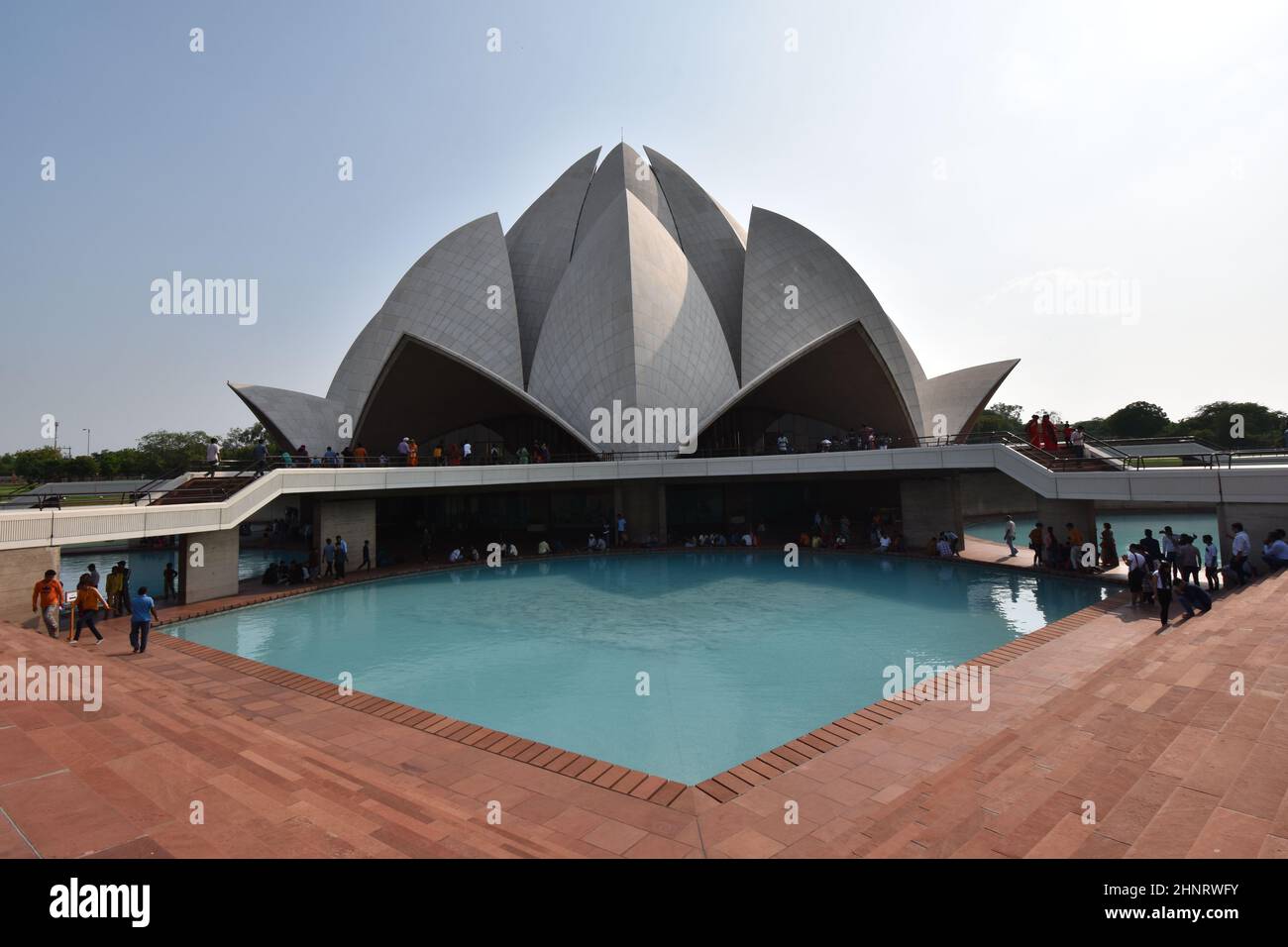New Delhi, Indien- 1. August 2019- der Lotus-Tempel, ein Ort der Anbetung für Personen des Baha'i-Glaubens. Stockfoto