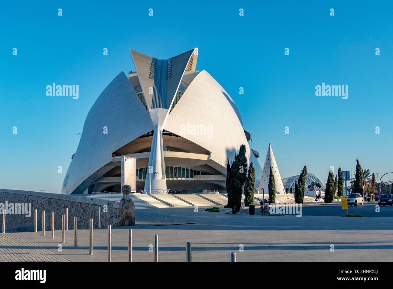 Modernes Wahrzeichen der Stadt Valencia - der Parkkomplex Ciudad de las Artes y las Ciencias, Valencia, Spanien Stockfoto