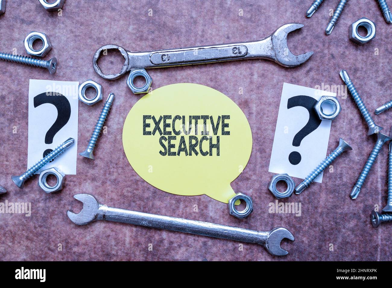 Schild mit der Executive Search. Business Approach Recruiting Service-Organisationen zahlen, um Kandidaten zu suchen Neue Ideen Brainstoming für Wartungsplanung Reparaturlösungen Stockfoto