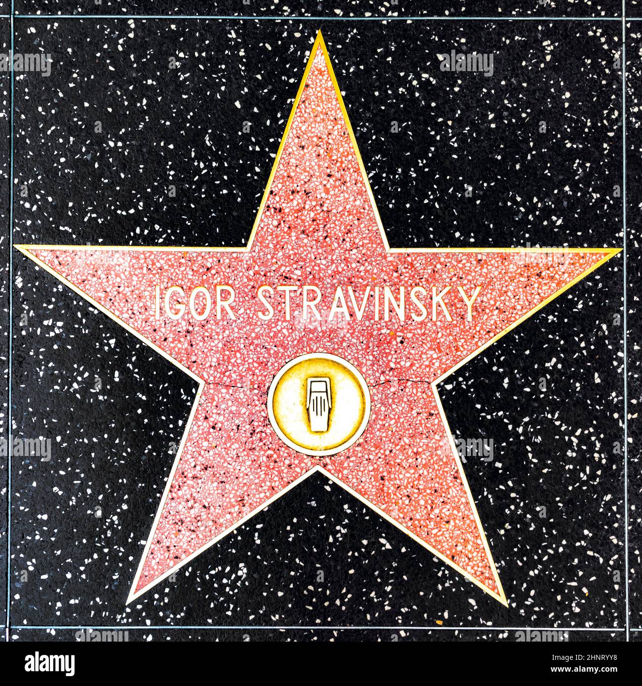 Nahaufnahme von Star auf dem Hollywood Walk of Fame für Igor Strawinsky Stockfoto