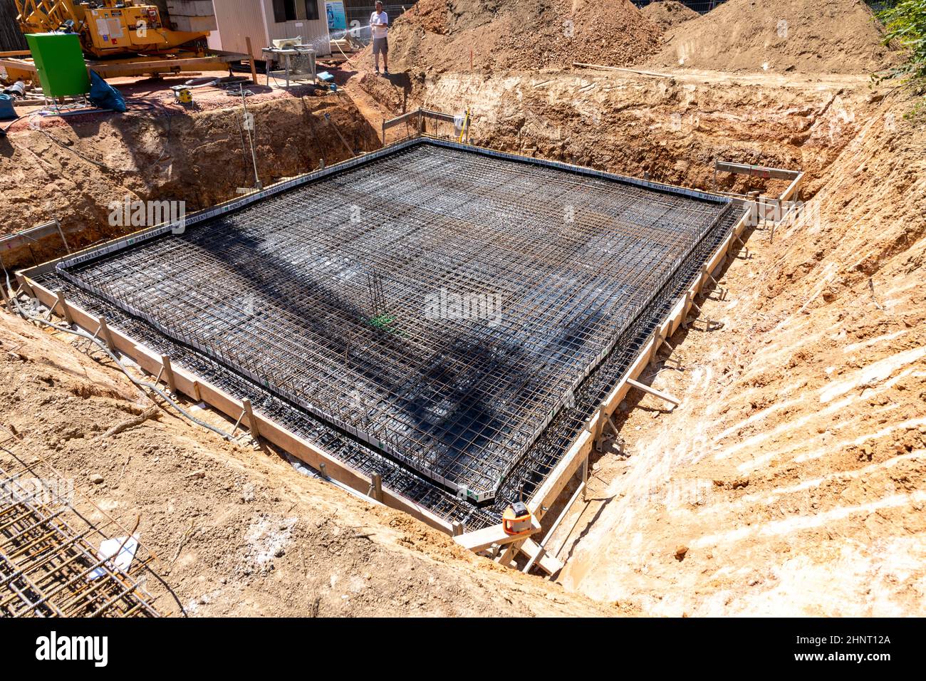 fundament mit wasserbeständigem Beton und einer pentaflex-Isolierung Stockfoto