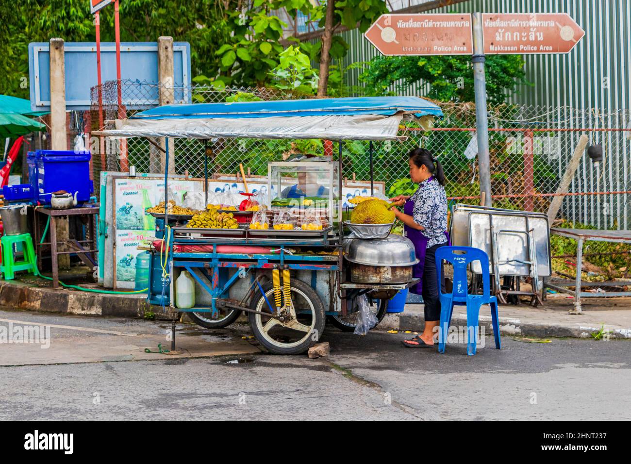 Jackfruit an einem Street Food Stand in Bangkok Thailand. Stockfoto