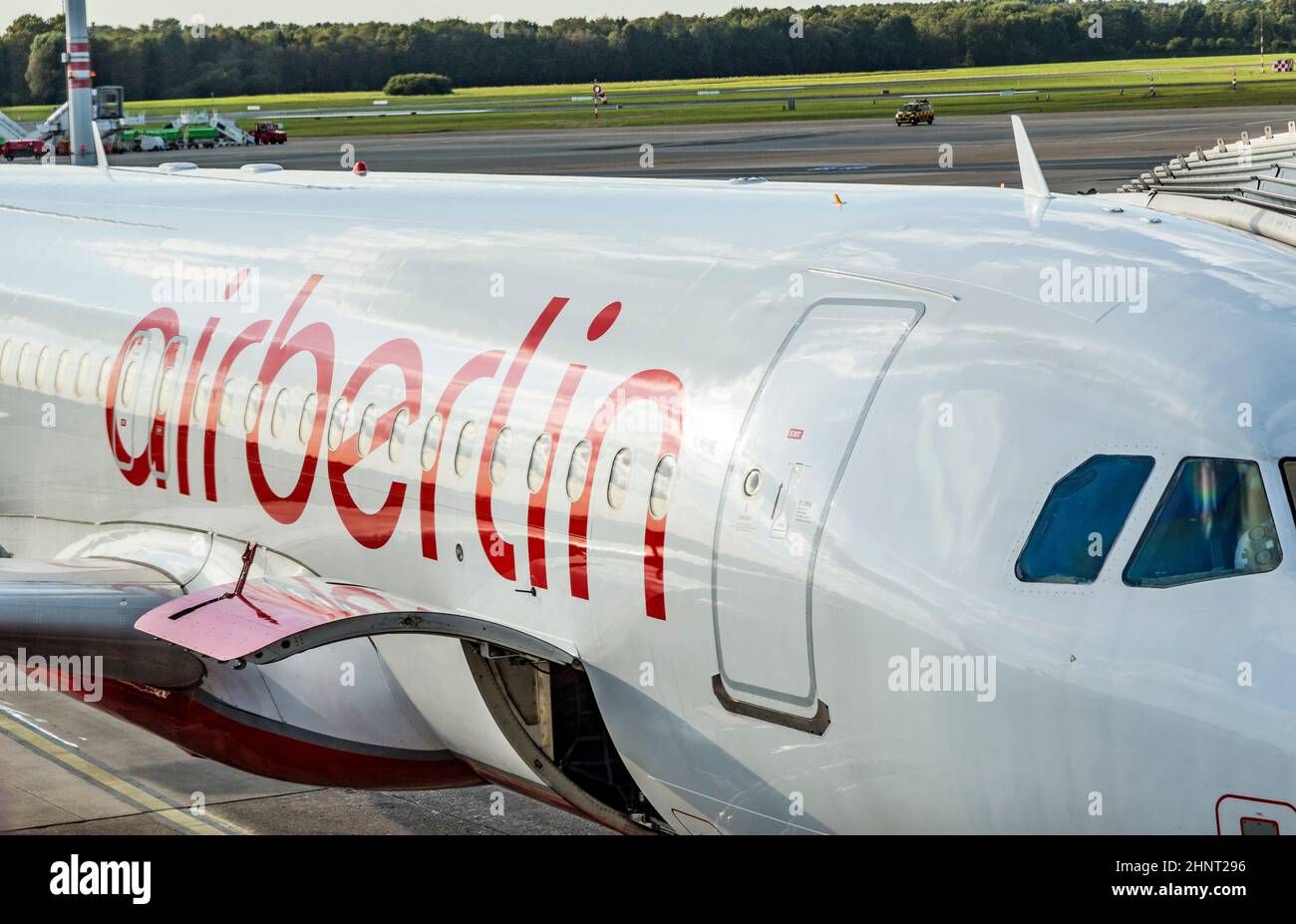 Air berlin steht am neuen Terminal in Hamburg Stockfoto