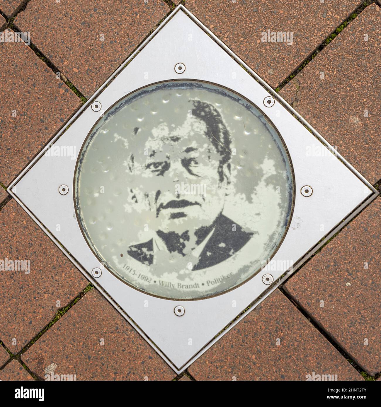 Ehre an Willi Brandt auf dem Walk of Fame in Bonn in der Bonngasse in Deutschland. Stockfoto