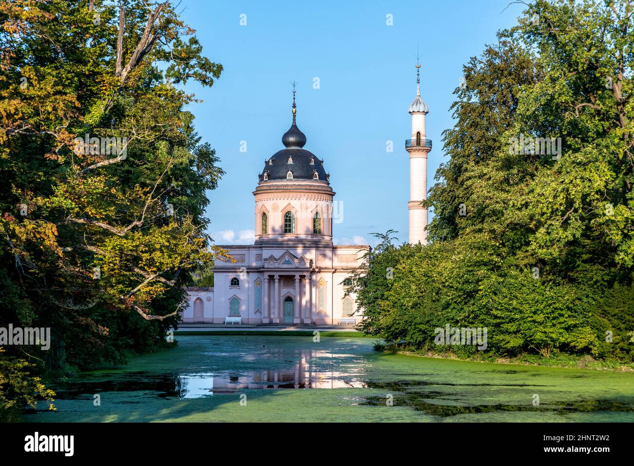 Die berühmte Moschee im Schlossgarten von Schwetzingen Stockfoto