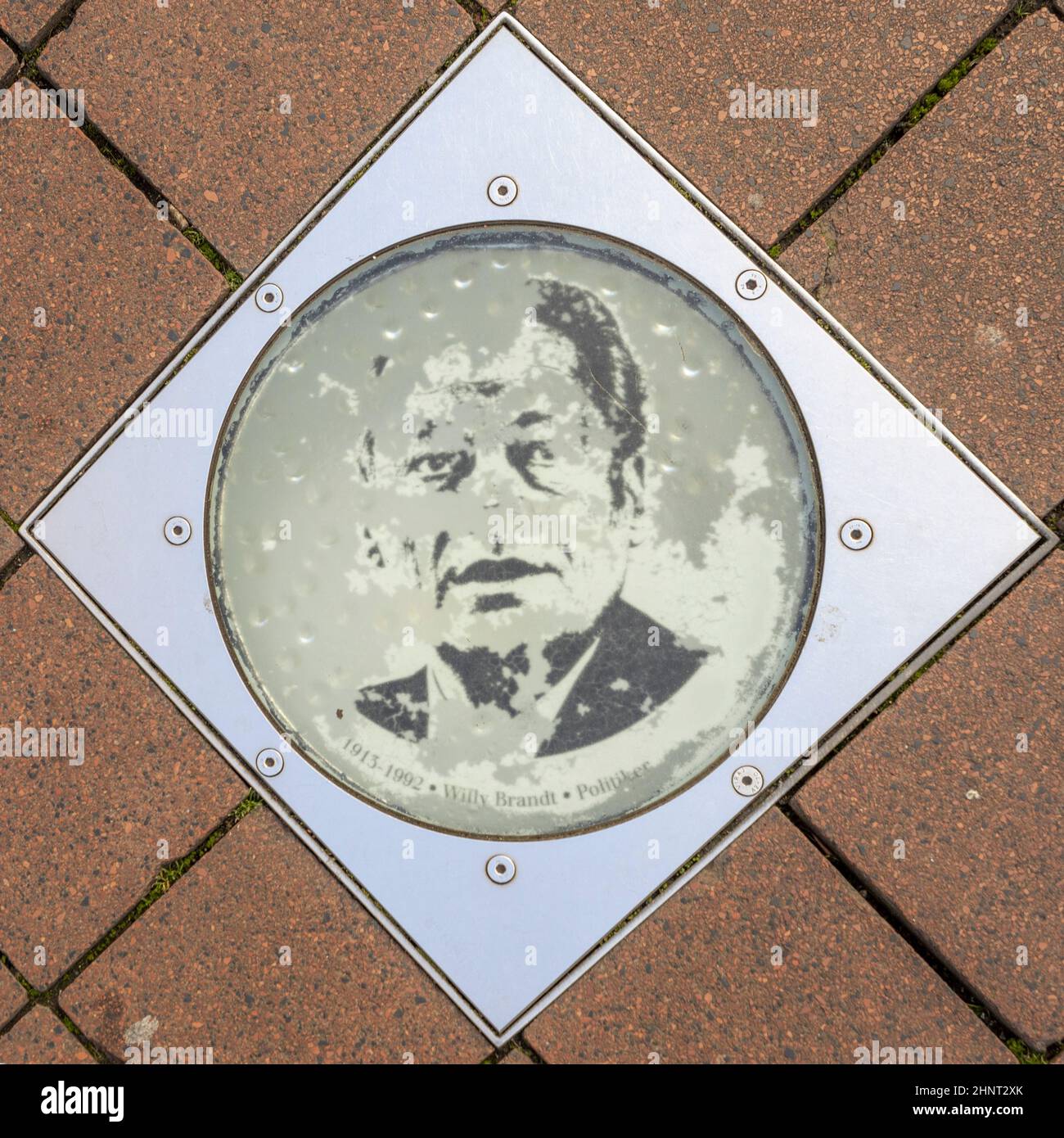 Ehre an Willi Brandt auf dem Walk of Fame in Bonn in der Bonngasse in Deutschland. Stockfoto