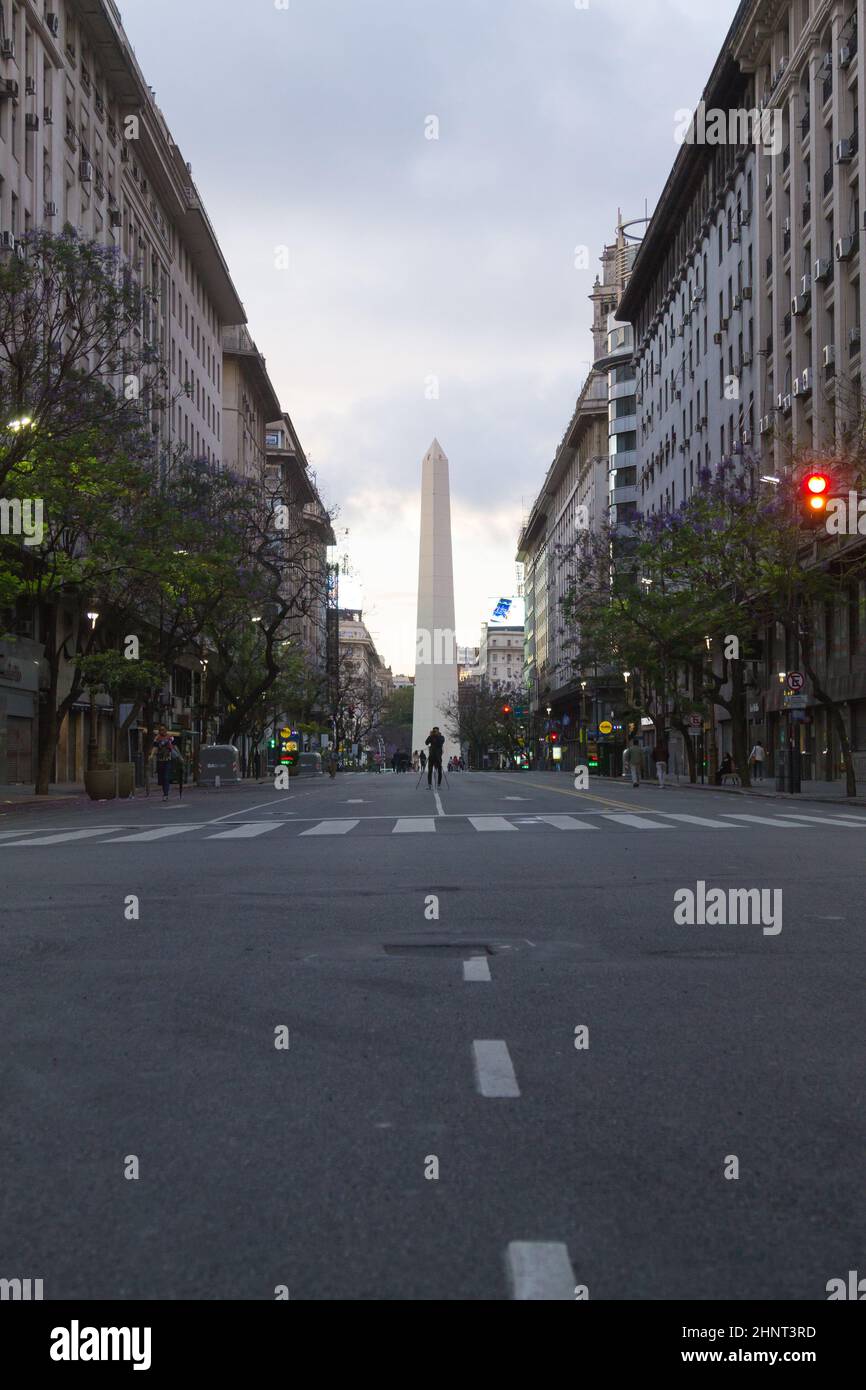 Blick auf den Obelisken von Buenos Aires, Wahrzeichen Argentiniens Stockfoto