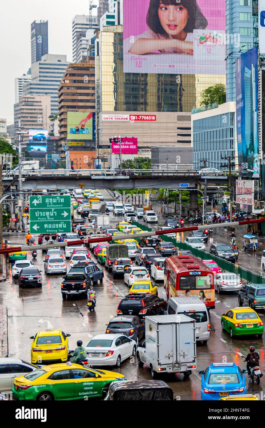 Rush Hour großer Stau im geschäftigen Bangkok Thailand. Stockfoto