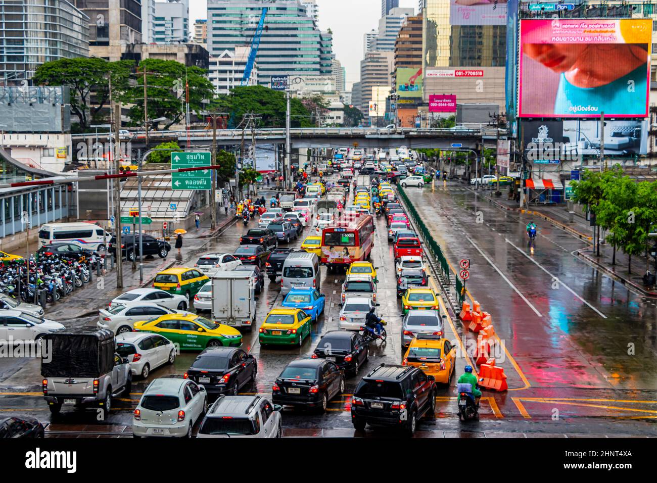 Rush Hour starker Verkehr in der Metropole Bangkok Thailand. Stockfoto