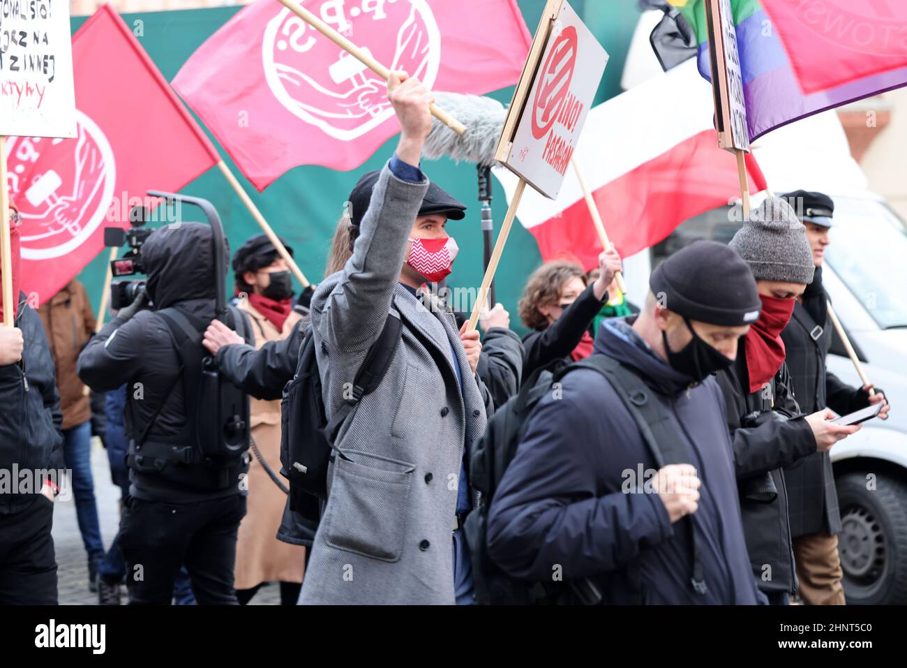 Freie Medien, freie Menschen, freies Polen. Protest in Krakau gegen lex TVN Stockfoto