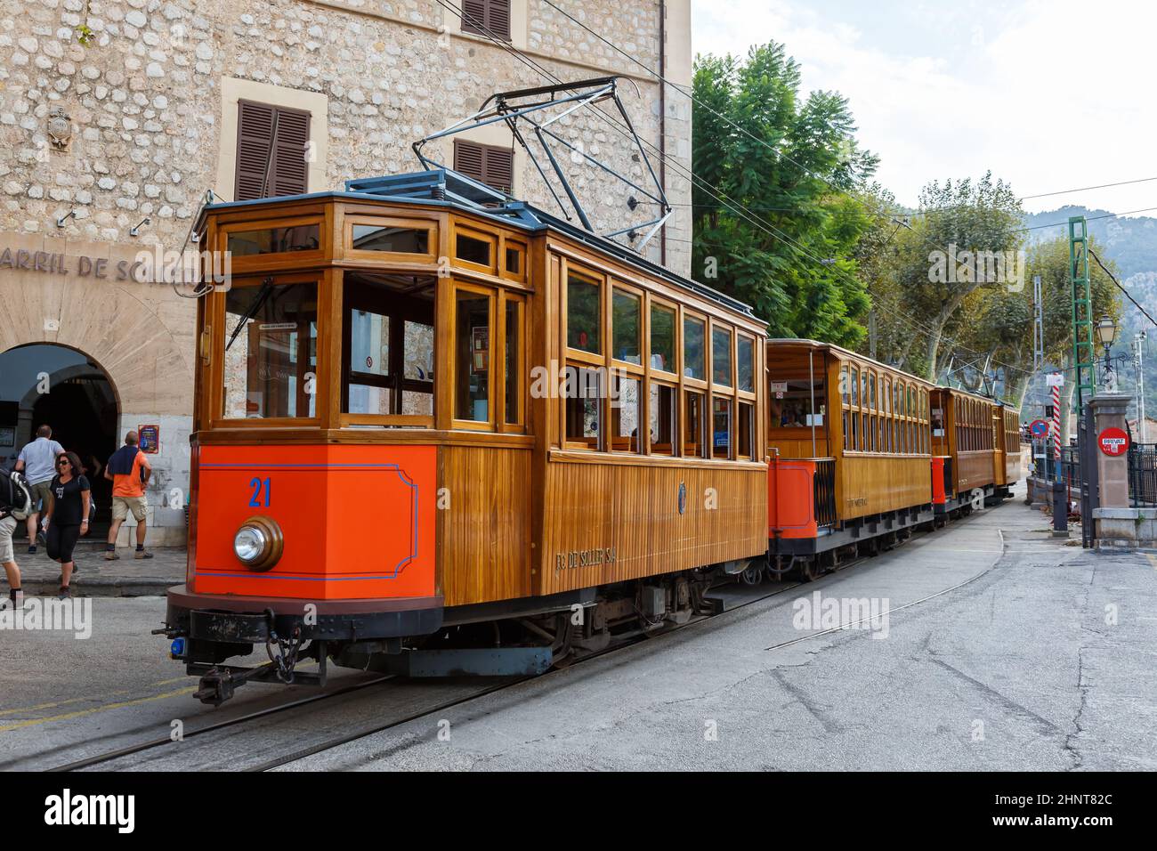 Alte Straßenbahn Tranvia de Soller öffentlichen Verkehrsmitteln Verkehr auf Mallorca in Spanien Stockfoto