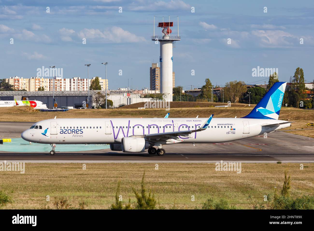 Azores Airlines Airbus A321neo Flugzeug Lissabon Flughafen in Portugal Stockfoto